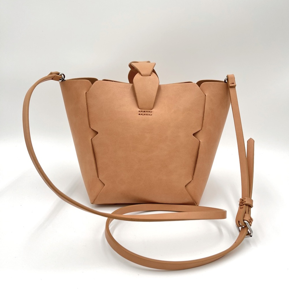 Zara Basic Collection Beige Tan Mini Bucket Bag Removable Strap